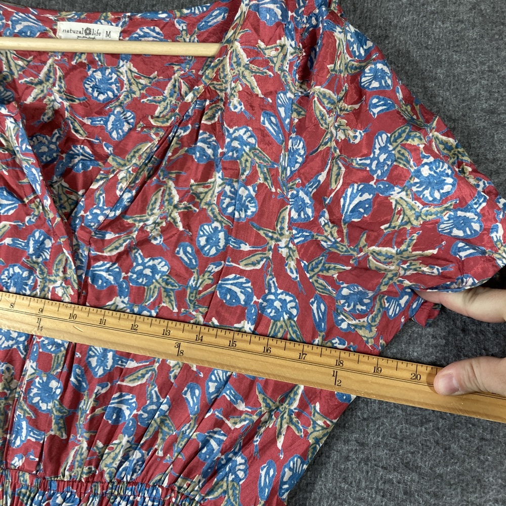 Natural Life Dress Womens Medium Floral Print Maxi Short Sleeve Boho Romantic - Picture 4 of 12